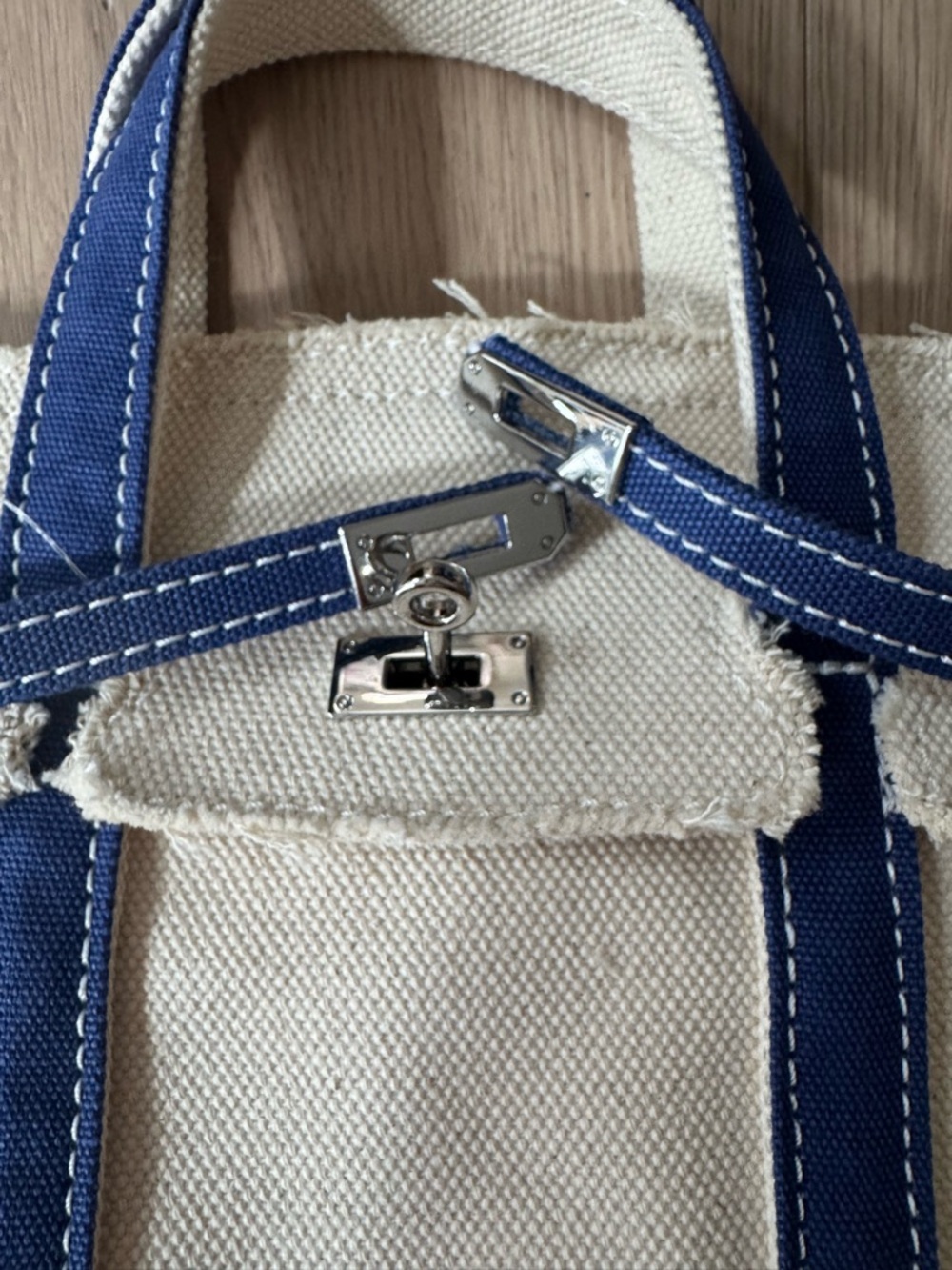 Mini “Boatkin” Canvas Tote with Navy Trim - Picture 6 of 12